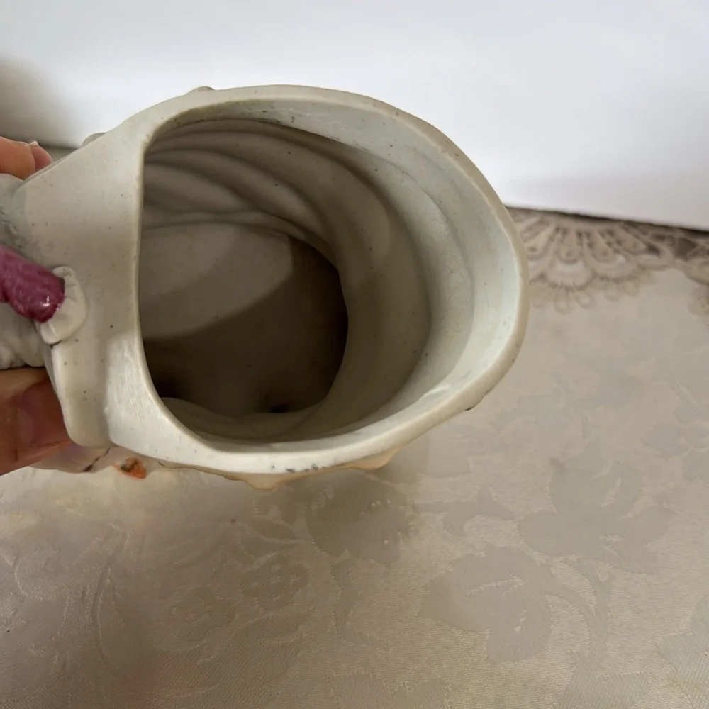 Vintage Figurine Planter with Pink and Cream Accents